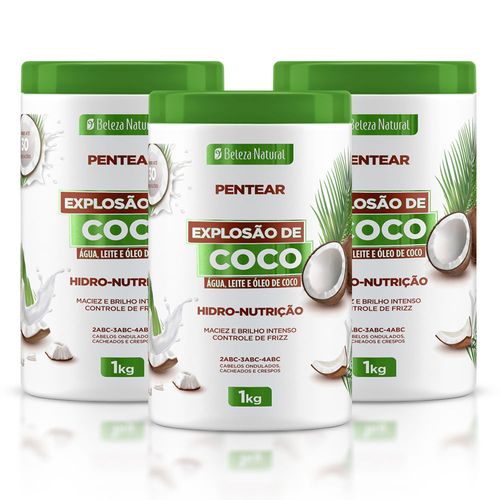 Kit Creme de Pentear Explosão de Coco 1Kg (3 itens) | bn.Cachos